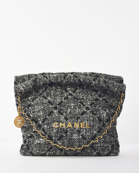 Chanel Black & Ecru Tweed Chanel 22 Bag