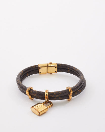 Louis Vuitton Monogram Double Leather Lock Keep It Twice Bracelet