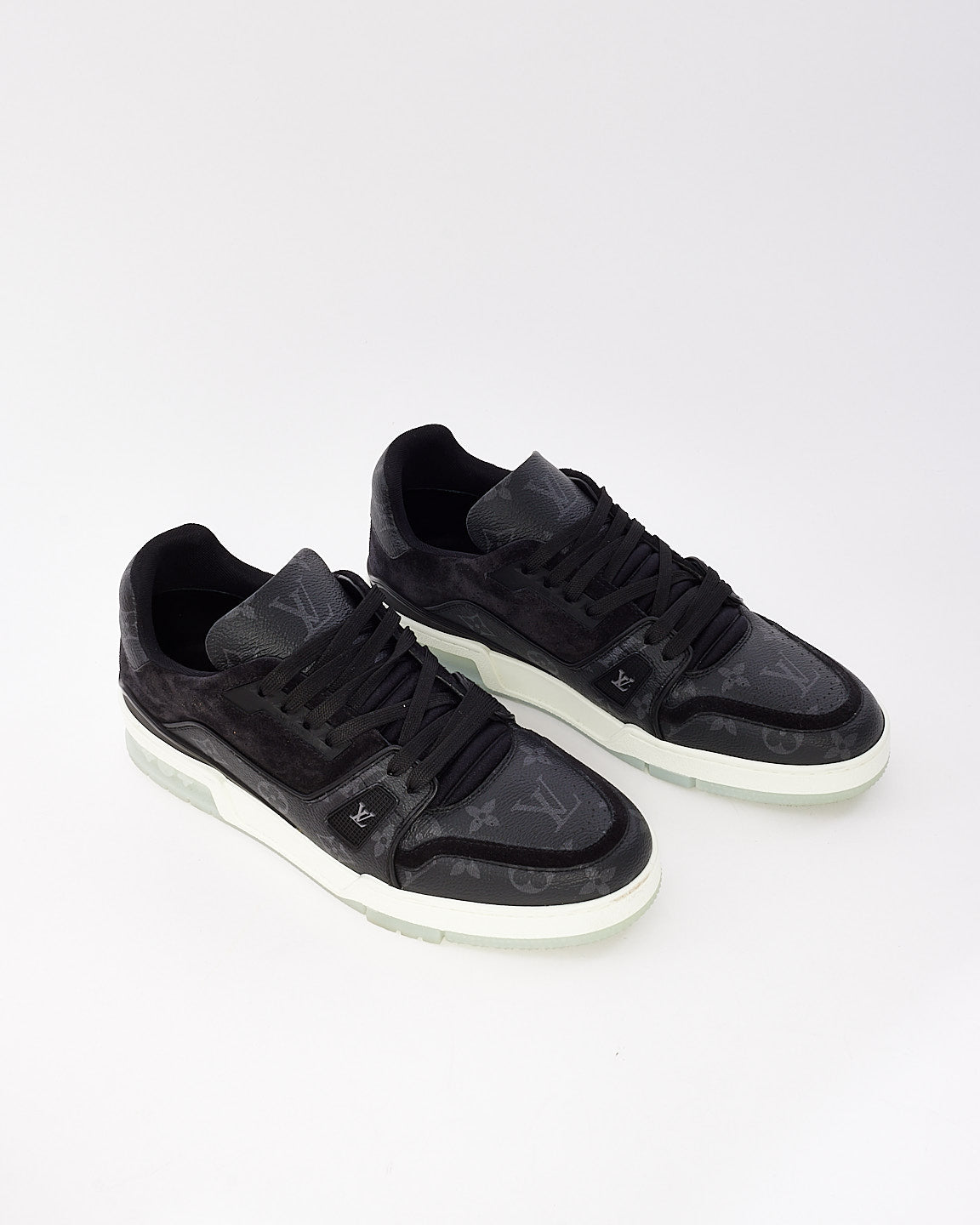 Louis Vuitton Men's Black Eclipse Monogram Canvas Trainer Sneakers - 8.5 MEN
