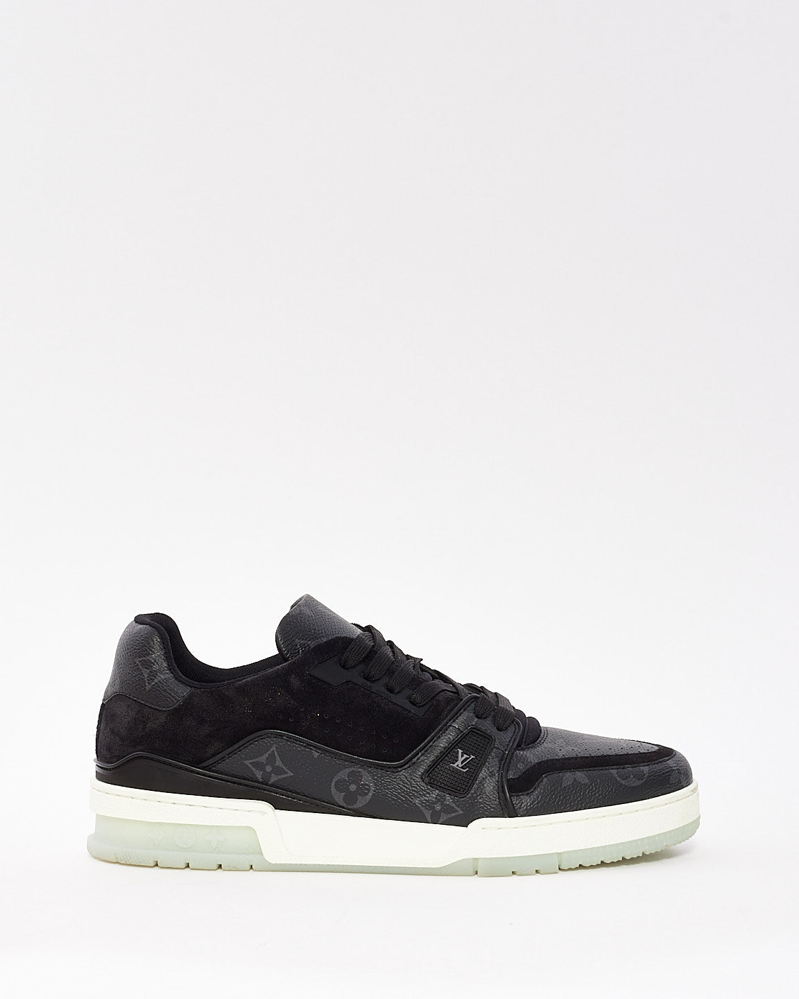 Louis Vuitton Men's Black Eclipse Monogram Canvas Trainer Sneakers - 8.5 MEN