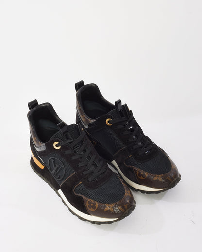 Louis Vuitton Black Suede & Monogram Run Away Sneaker - 37
