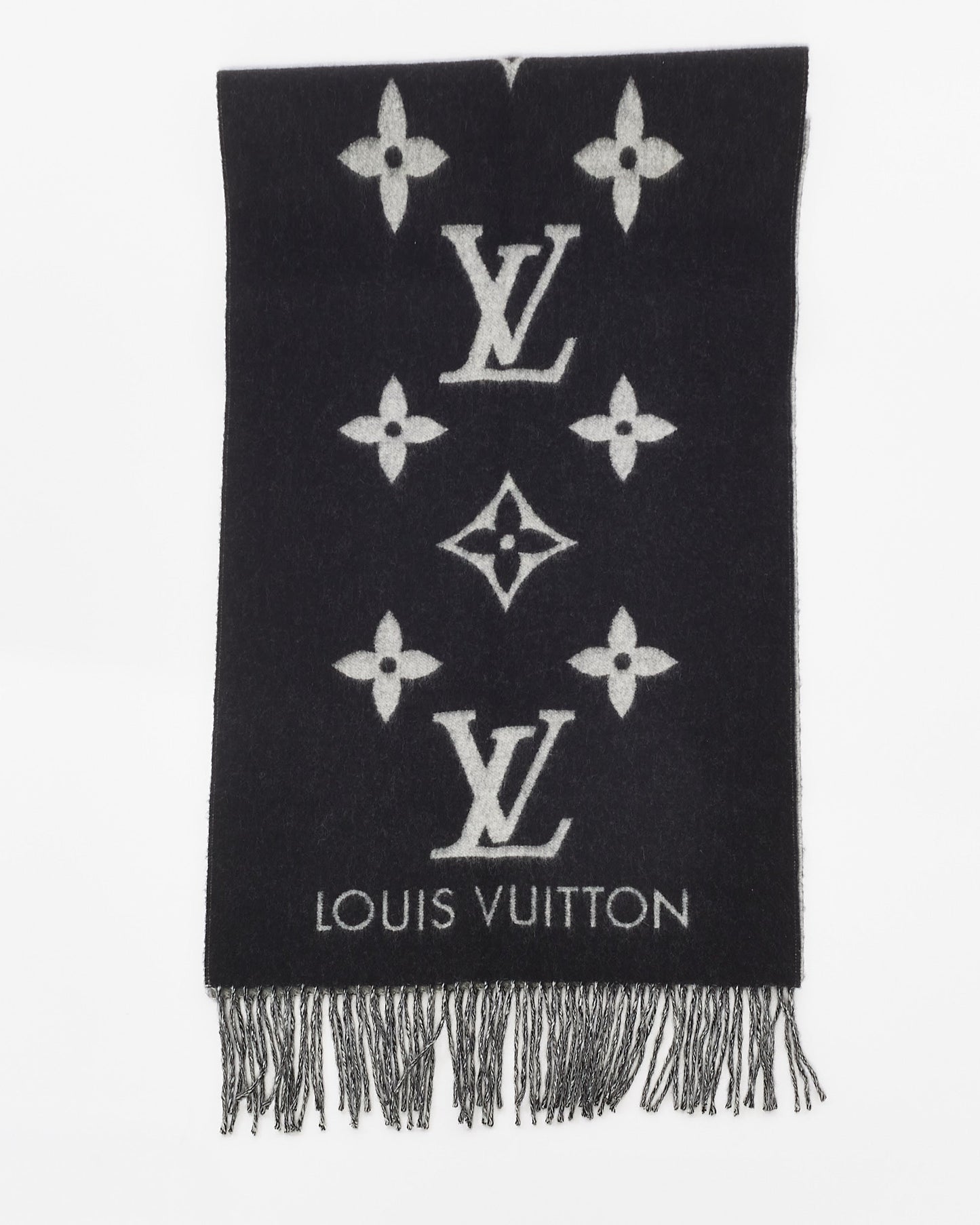 Louis Vuitton Grey/Black Monogram Cashmere Reykjavik Scarf