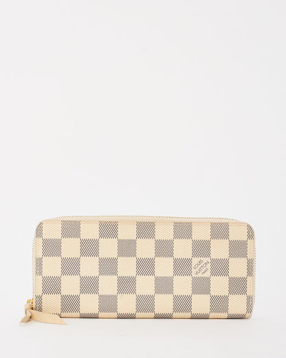 Louis Vuitton Damier Azur Canvas Clemence Zippy Wallet