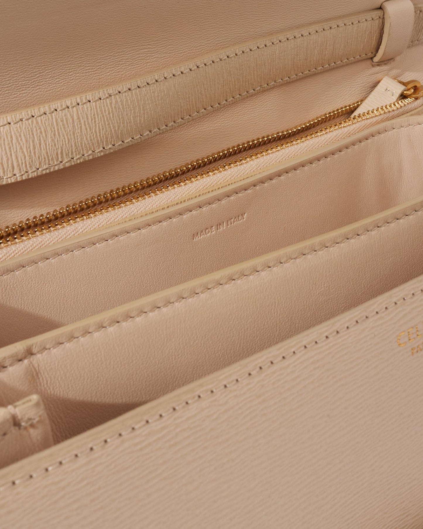 Celine Light Beige Calfskin Leather Box Bag