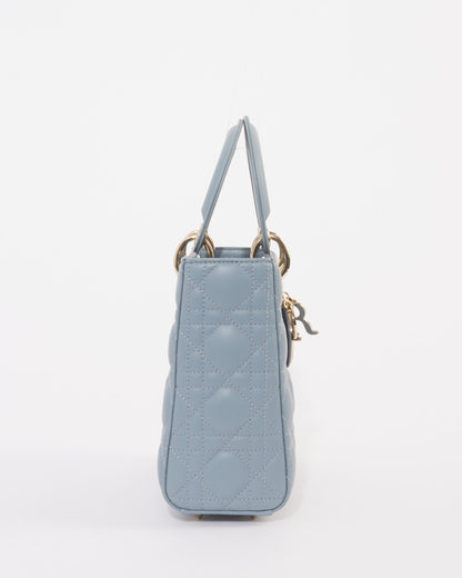 Dior Slate Blue Cannage Lambskin Leather Small Lady Dior Bag