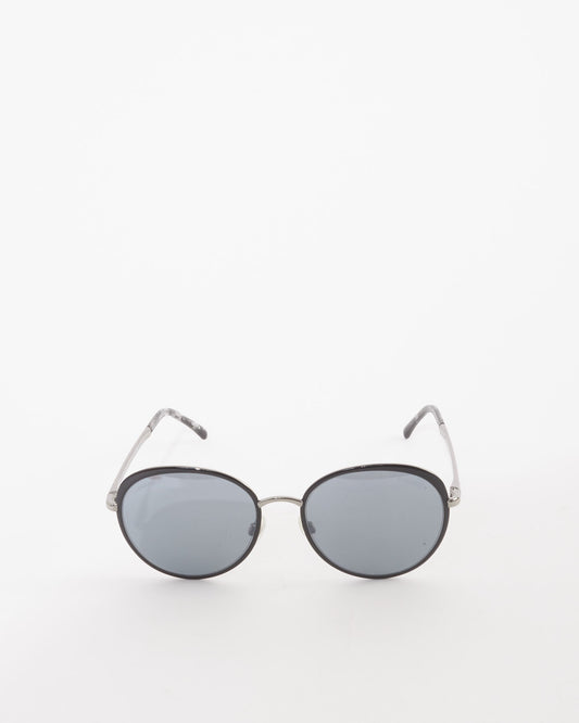 Chanel Black Metal Round Frame C.353/26 Sunglasses