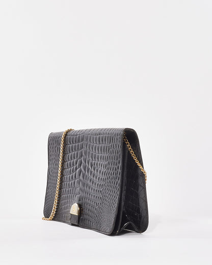 Dior Vintage Black Exotic Leather Shoulder Bag