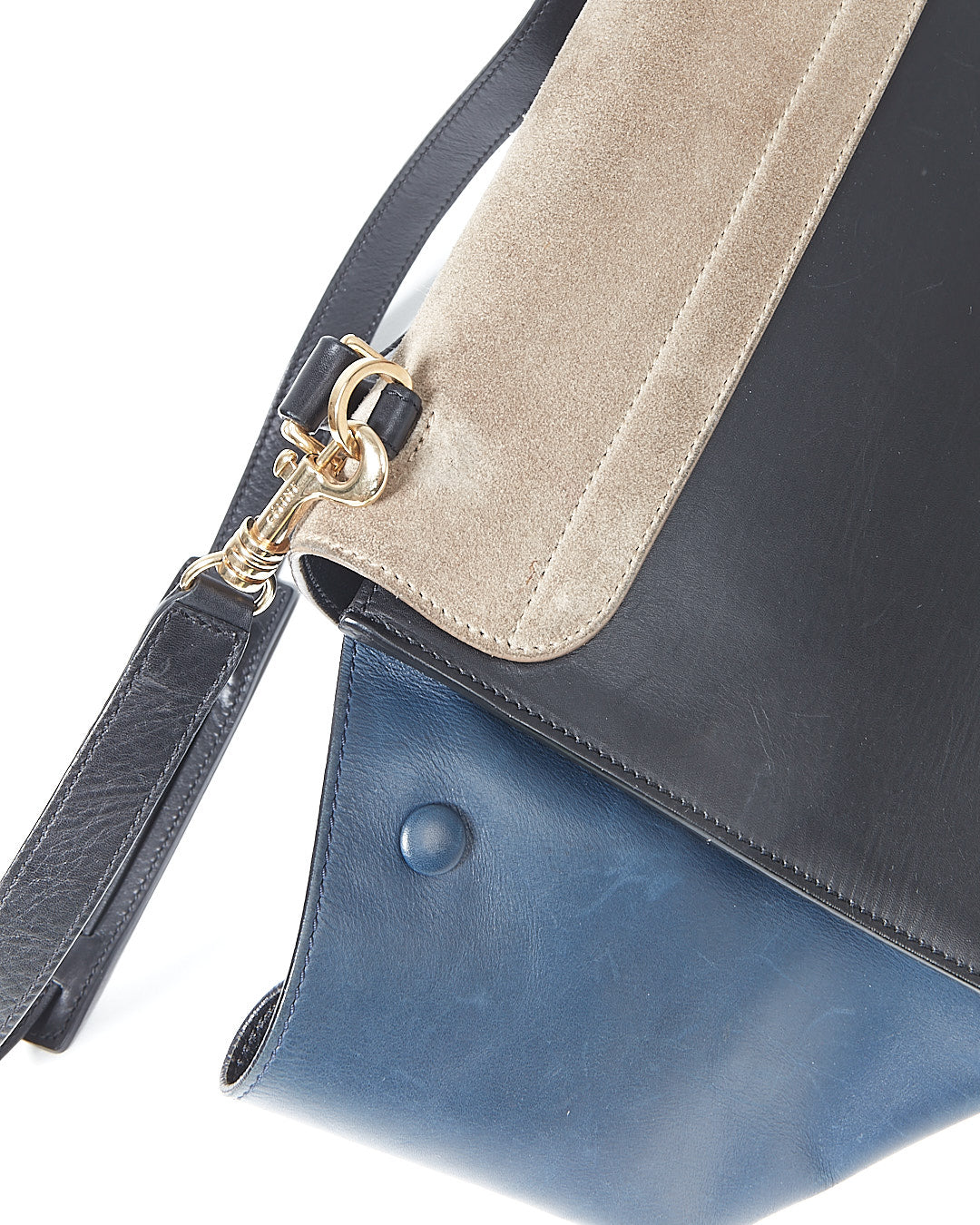 Celine Tri Color Suede & Leather Trapeze Shoulder Bag