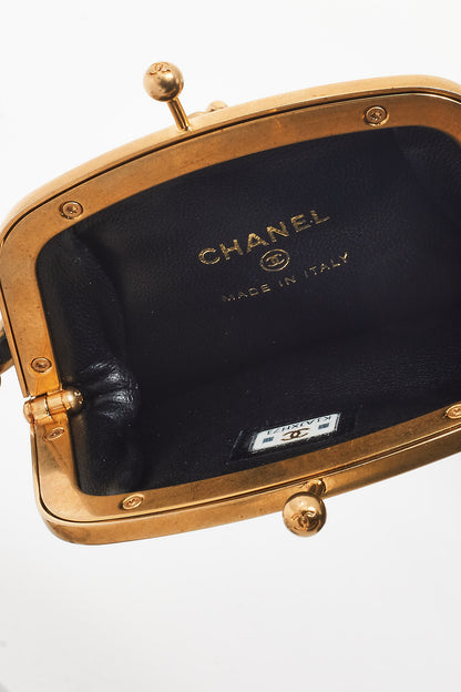 Chanel Black, Gunmetal & Silver Leather 2022 Multi Pouch Bracelet Clutch