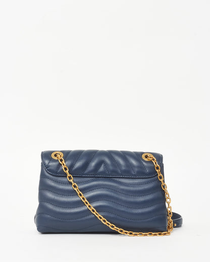 Louis Vuitton Navy Leather New Wave Chain MM Shoulder Bag