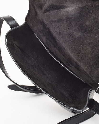 Celine Black Smooth Leather Triomphe Logo Floco Crossbody Bag