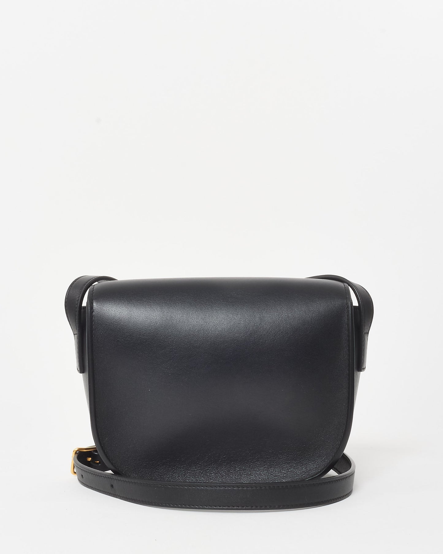 Celine Black Smooth Leather Triomphe Logo Floco Crossbody Bag