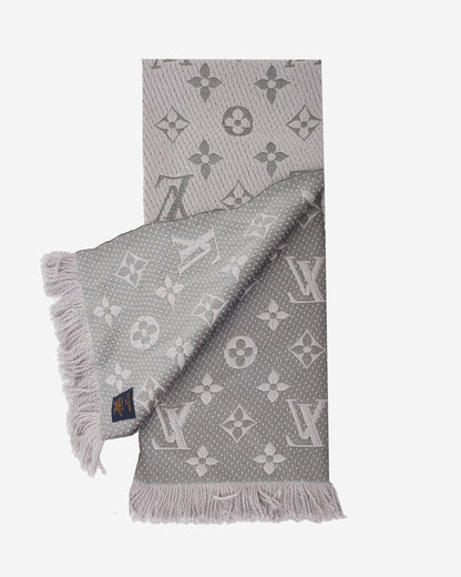 Louis Vuitton Pearl Grey Logomania Chunky Wool Scarf