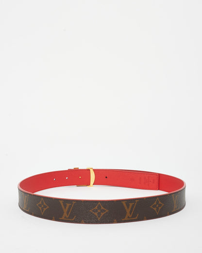 Louis Vuitton Monogram Coated Canvas & Red Reversible Logo Belt - 80/32