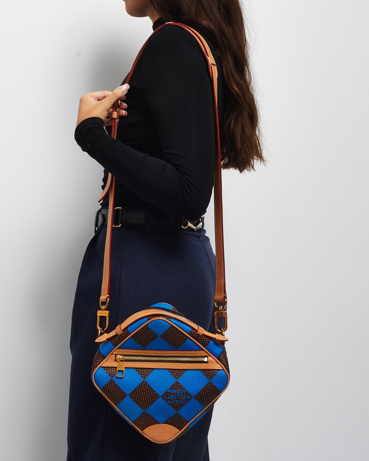 Louis Vuitton Blue & Coated Canvas Chess Messenger Crossbody Bag - Défilé Homme P/É24