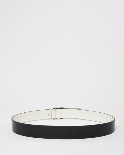 Chanel Black & White Patent Leather CC Logo Reversible Belt - 90