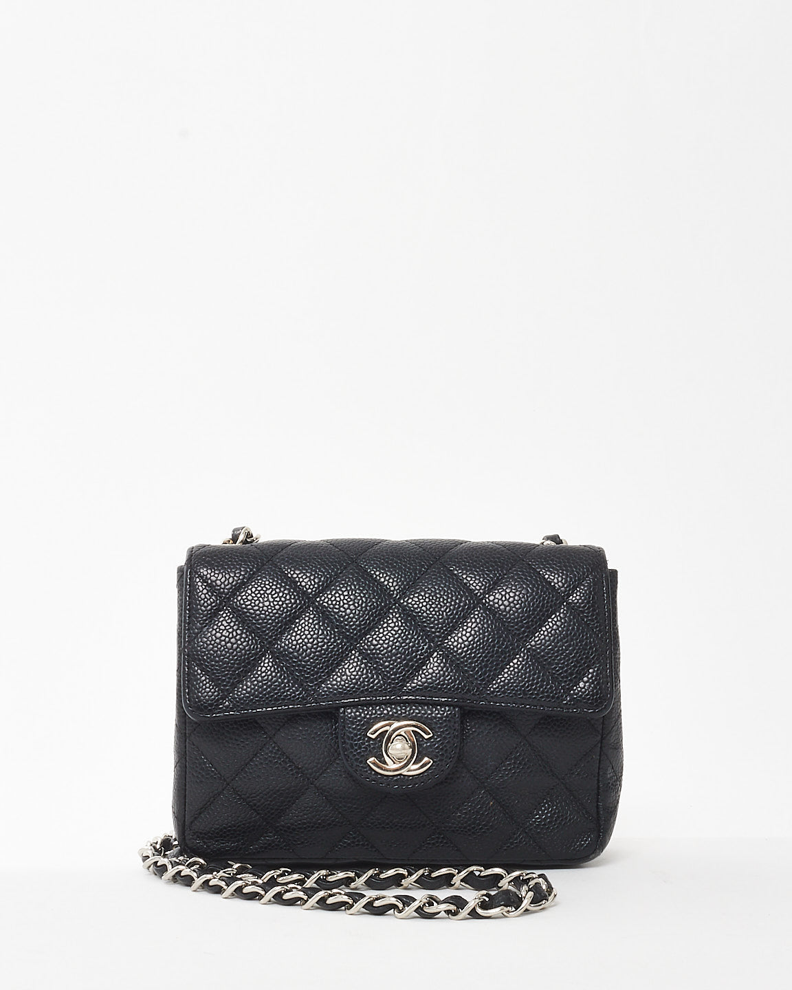Chanel Black Caviar Leather Mini Square Flap SHW