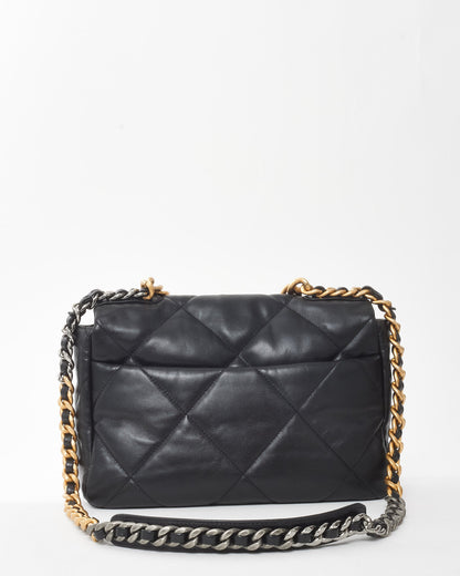 Chanel Black Lambskin Leather Medium Chanel 19 Bag
