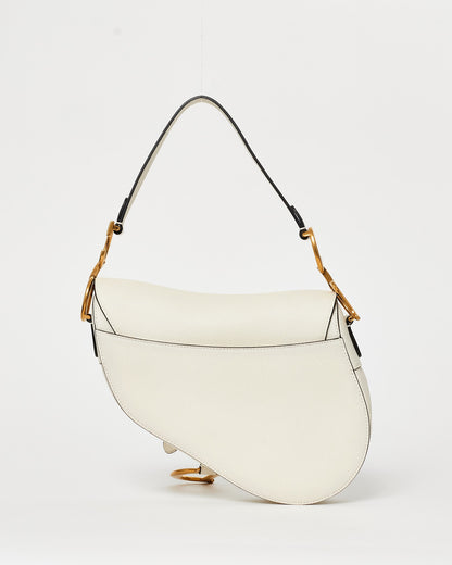 Dior Off White (Latte) Grained Leather Saddle Bag