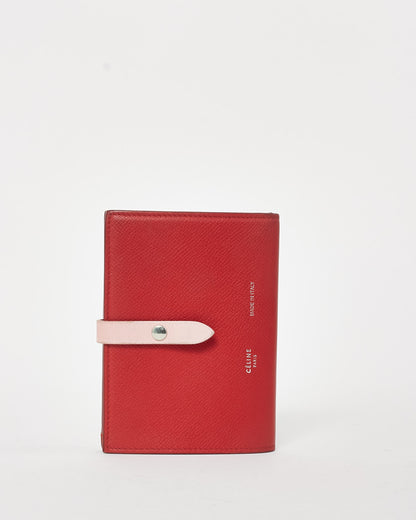 Celine Red Leather and Pink Strap Wallet