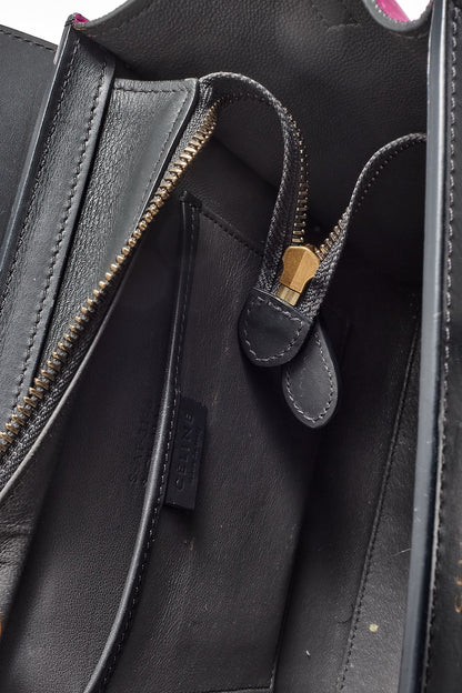 Celine Fuchsia Suede Black & Taupe Nano Luggage Tote WITH/ Out Strap