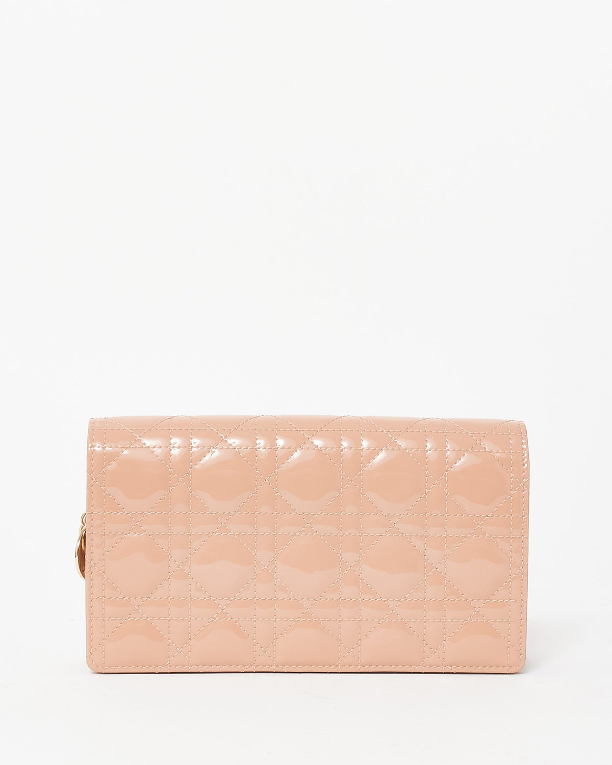 Dior Beige Patent Leather Lady Dior Pouch W/ Chain Crossbody Bag