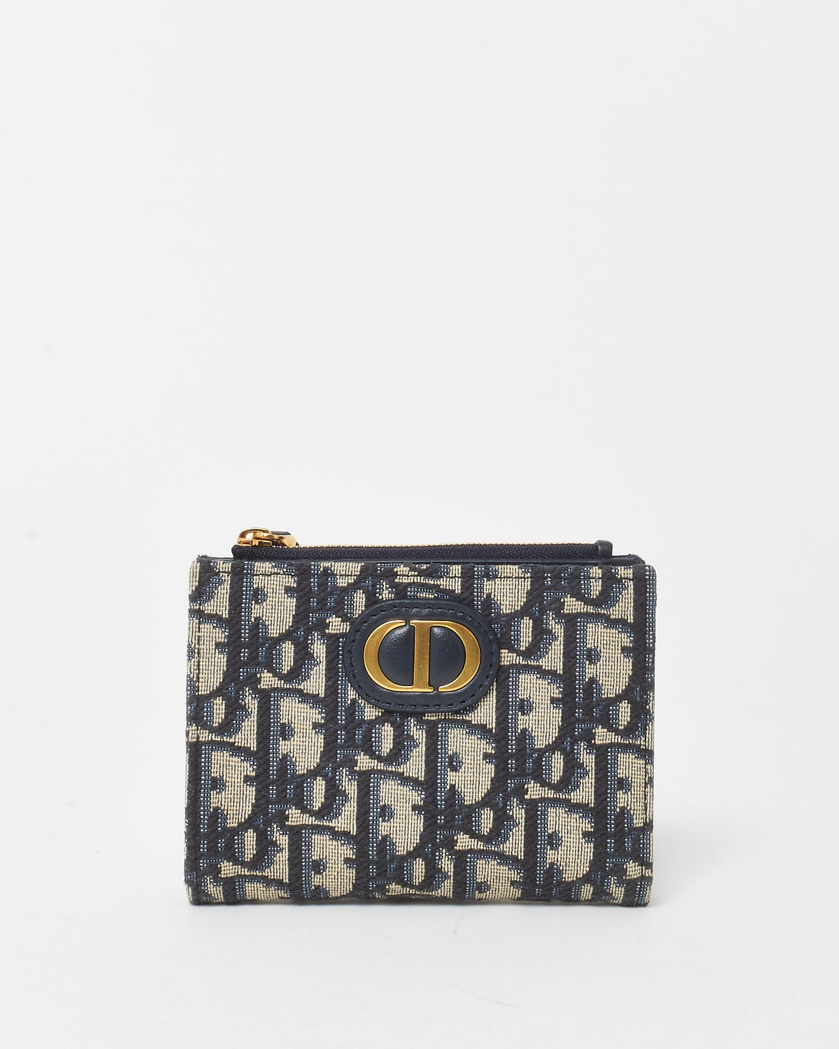 Dior Blue Oblique Canvas Logo 30 Montaigne Dahlia Bifold Wallet