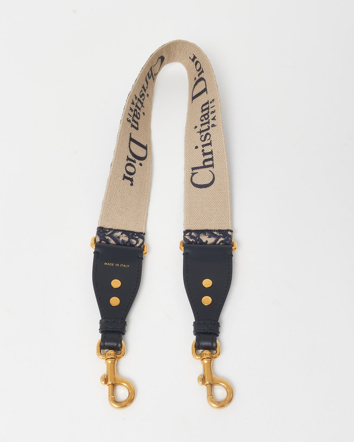 Dior Navy Oblique Jacquard Embroidered Canvas Reversible Logo Strap