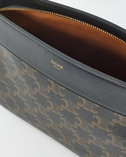 Celine Brown Canvas Triomphe Travel Pouch