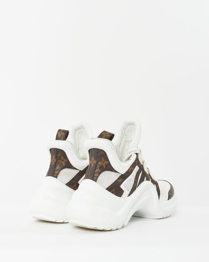 Louis Vuitton White Leather & Monogram Archlight Sneakers - 36