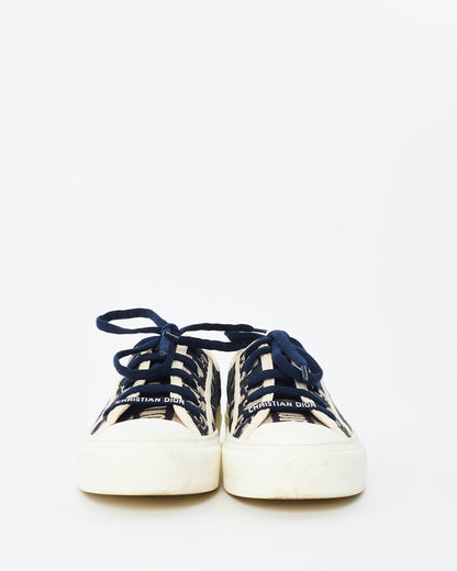 Dior Navy Blue Oblique Canvas Walk N Dior Sneakers - 35