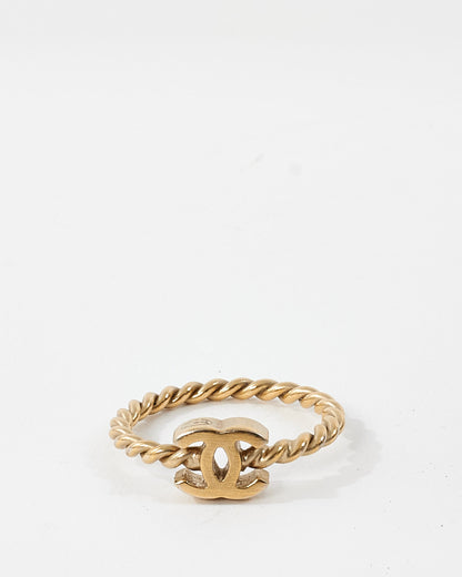 Chanel Gold Plated CC Logo & Camelia Ring Set - 8