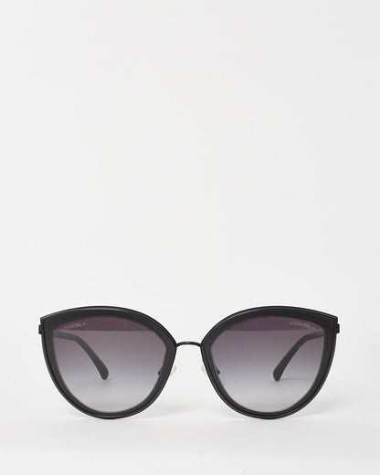 Chanel Black Metal Cat Eye Sunglasses 4222