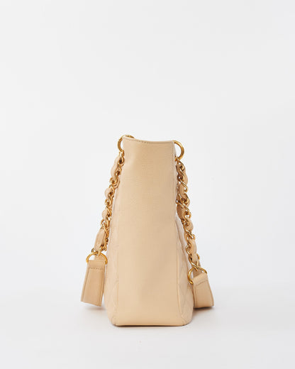Chanel Beige Caviar Leather PST Shopping Tote