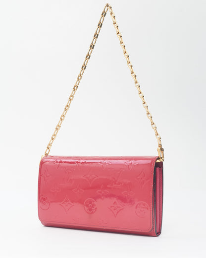 Louis Vuitton Red Fuchsia Monogram Vernis Chain Wallet