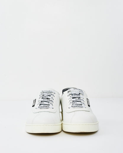 Chanel White Leather Lace Up Weekend Sneakers - 39