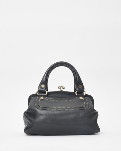 Celine Vintage Black Leather Top Handle Bag
