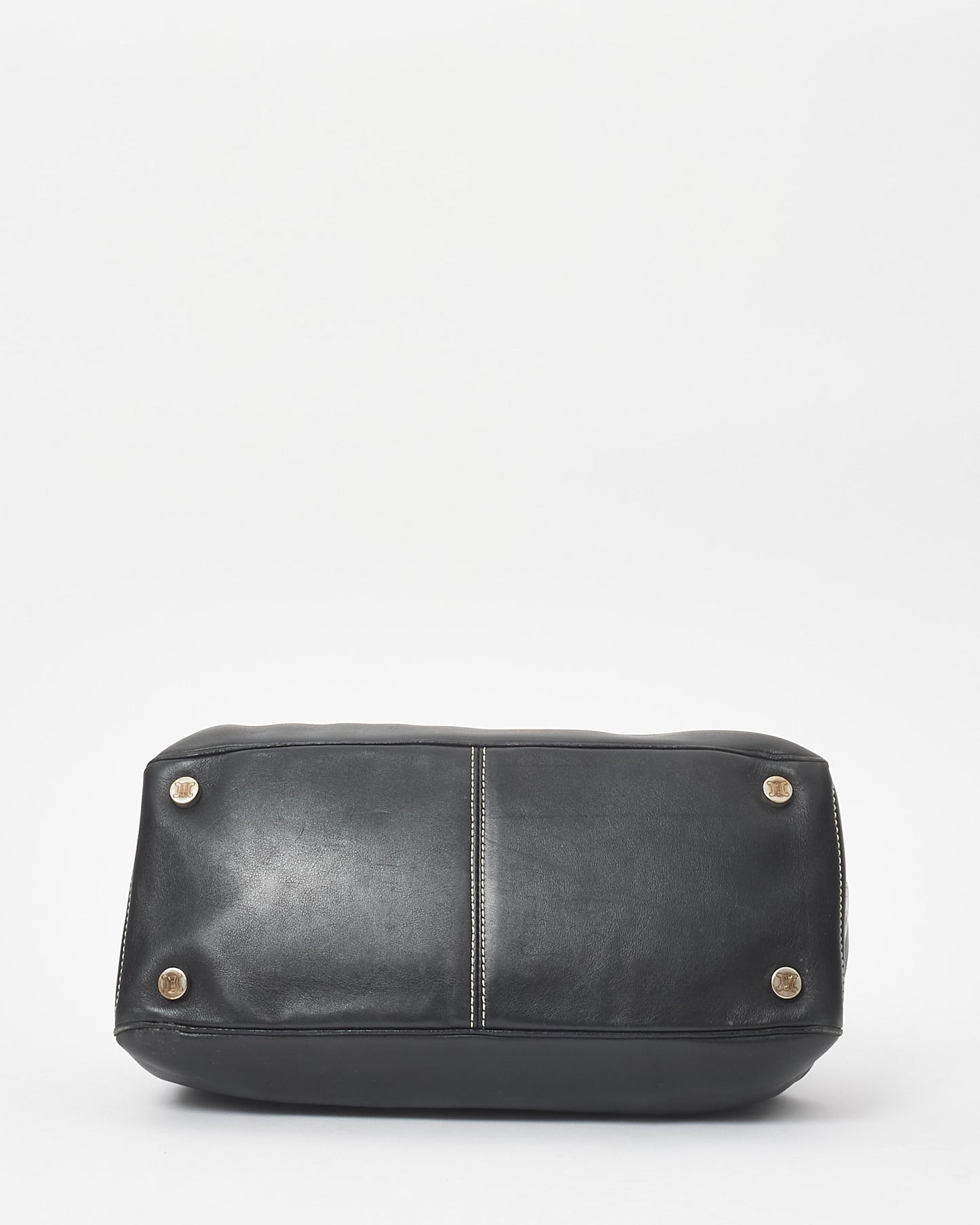 Celine Vintage Black Leather Top Handle Bag
