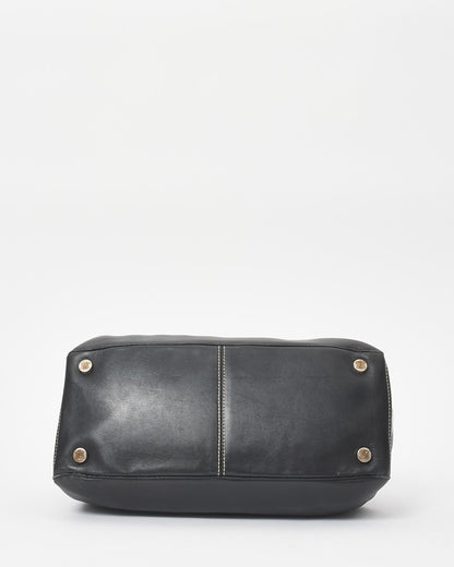 Celine Vintage Black Leather Top Handle Bag