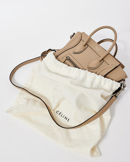 Celine Beige Leather Nano Luggage Tote