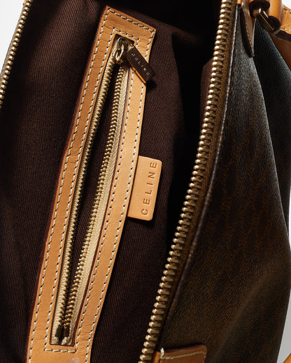 Celine Vintage Brown Leather Triomphe Macadam Bag