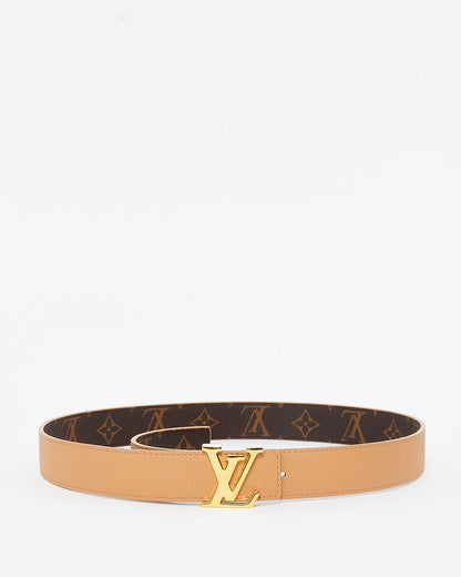 Louis Vuitton Monogram Canvas & Beige Leather Reversible Logo Belt - 80/32
