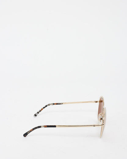 Chanel Gold Rose Mirrored Round Lens C.395/T6 Sunglasses
