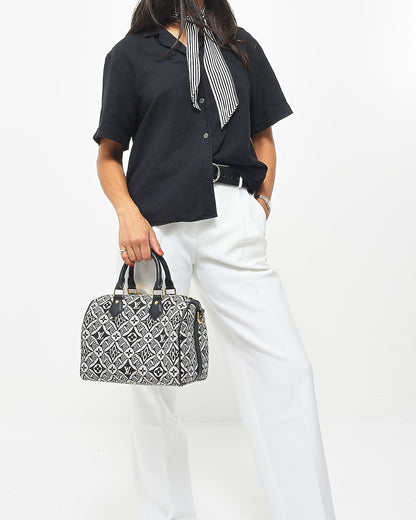 Louis Vuitton Navy & White Monogram Canvas Jacquard 1854 Speedy 25