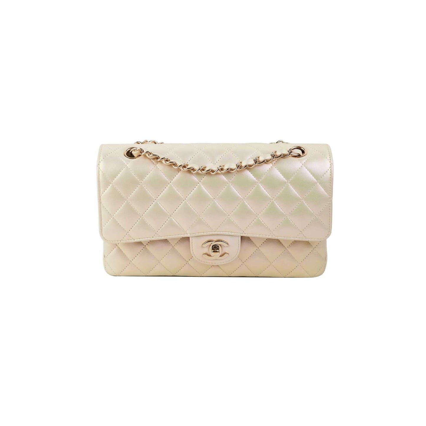 Chanel Double Flap Medium Large Pearlescent