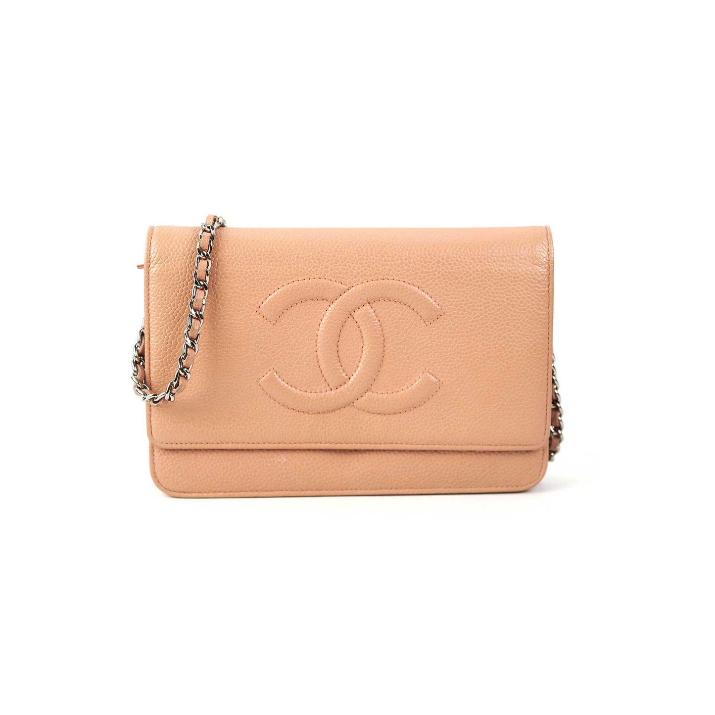 Chanel Caviar Wallet on Chain WOC Beige