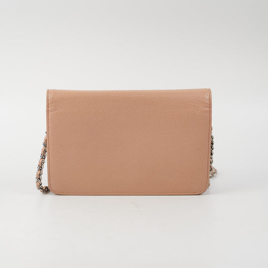 Chanel Caviar Wallet on Chain WOC Beige