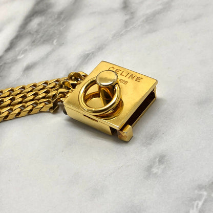 CELINE Gancini Chain Bracelet Gold Vintage fz5t3e