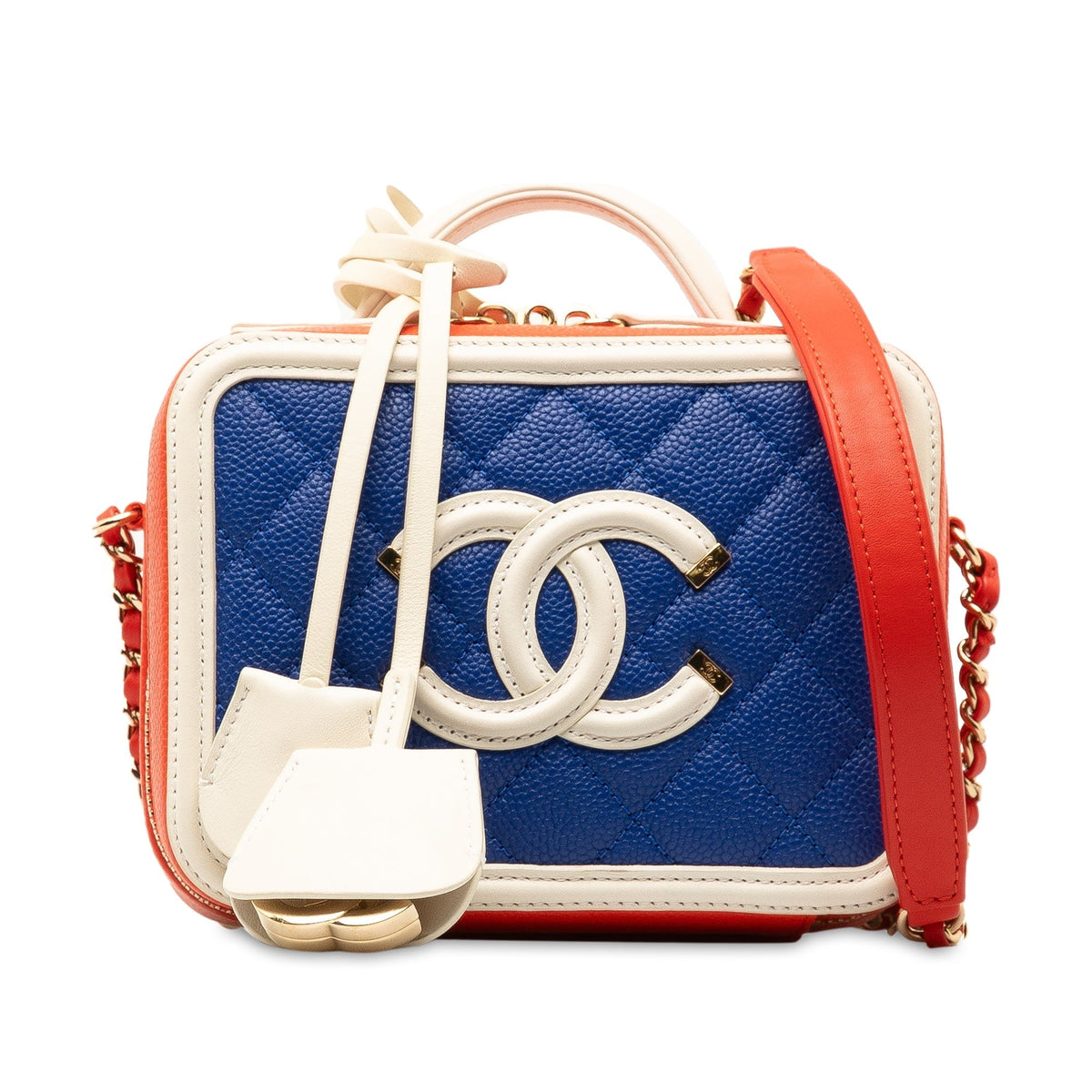 CHANEL Small Caviar Filigree Vanity Case Satchel
