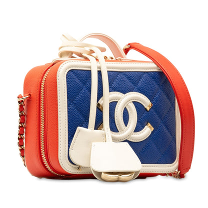 CHANEL Small Caviar Filigree Vanity Case Satchel